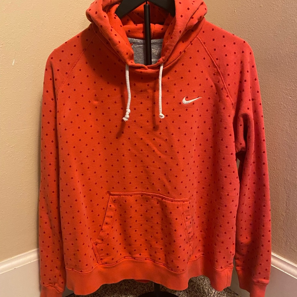 Nike Women's Orange Patterned Hoodie